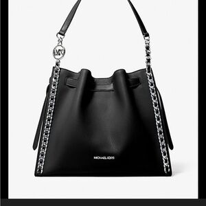 Michael Kors Black Shoulder Bag with Silver Accents
